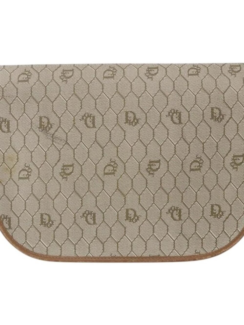 Christian Dior Honeycomb Canvas Shoulder Bag Beige Gold - Picture 3 of 14